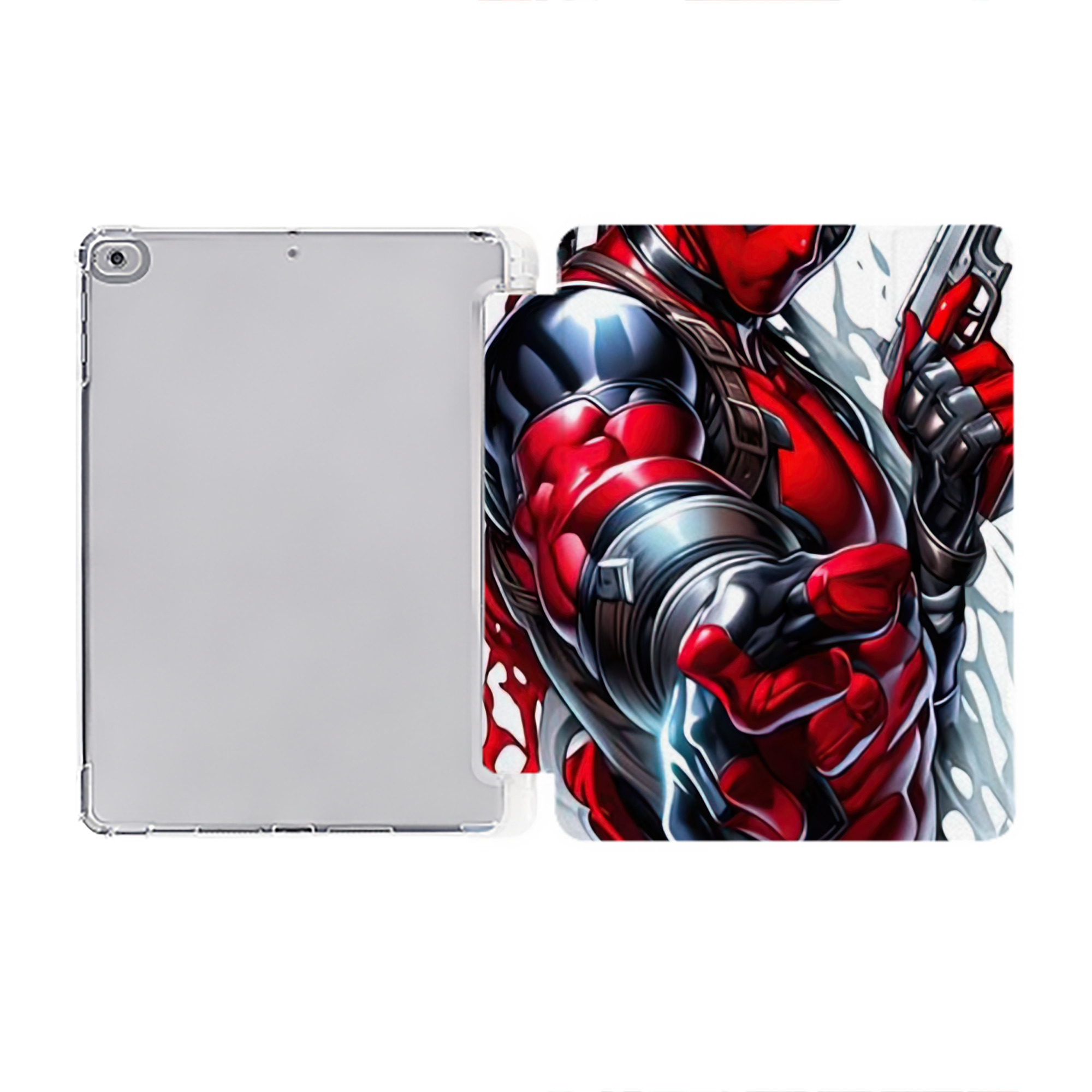 （画像用） Deadpool デッドプール IPad ケース ペン収納付き 三つ折りスタンド PUレザー×シリコン 対応機種9.5/10.5/10.9インチ